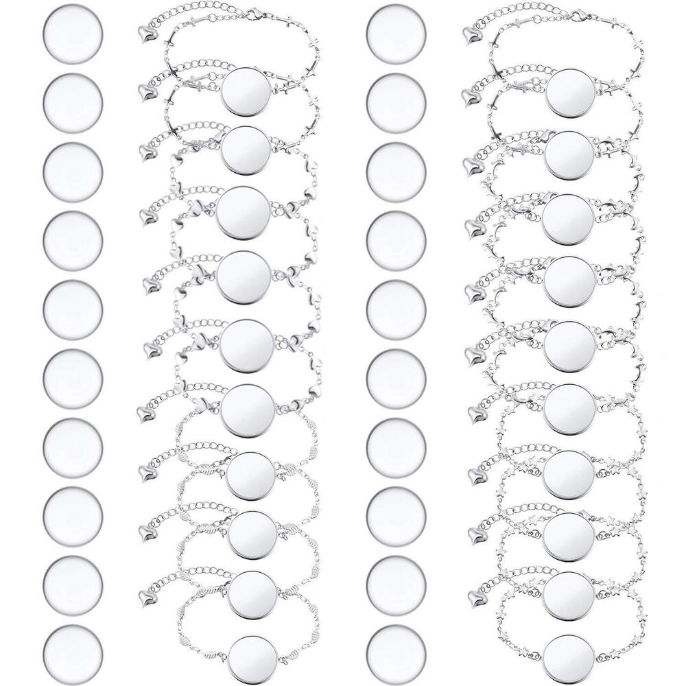 6660 40 Pieces Bracelet Bezel Settings for Jewelry Making, 20 Pieces 20mm
